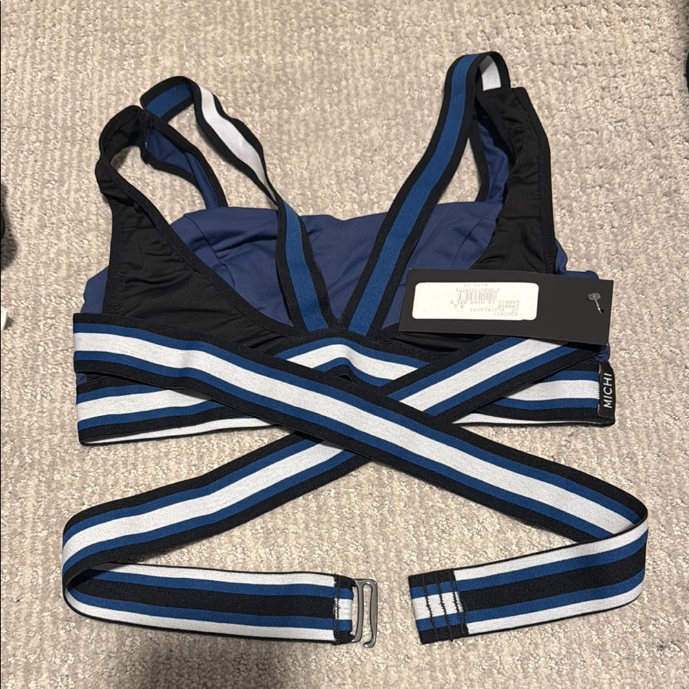 Limited Edition MICHI NY Black and Blue Striped Sports Bra/ Bralette